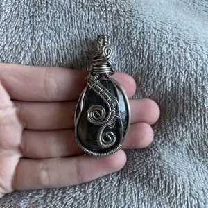 Labradorite oval wire wrap pendant made by me!!